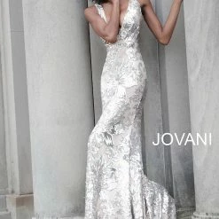 Sequin Dresses Jovani 65578 Plunging V Neck Embellished Prom Dress Sexy Evening Gown