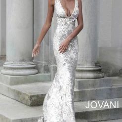 Sequin Dresses Jovani 65578 Plunging V Neck Embellished Prom Dress Sexy Evening Gown