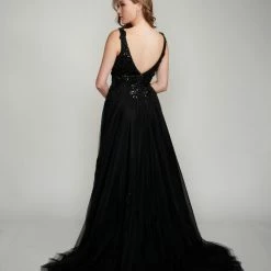 Nina Canacci 6557 Long Ballgown Prom Pageant Gown Floral Lace Black Bridal Wedding Ballgown Dresses