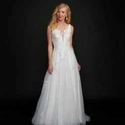 In Stock Ballgown Dresses Nina Canacci 6557 Size 2,10,14 Long Ballgown Prom Gown Floral Lace Black Bridal Wedding