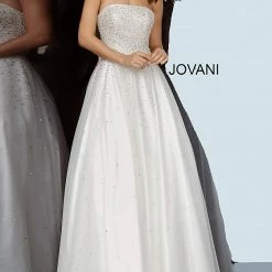 JVN By Jovani Jovani JVN65664 Strapless Embellished Tulle Ballgown Prom Dress Embellished Corset JVN 65664