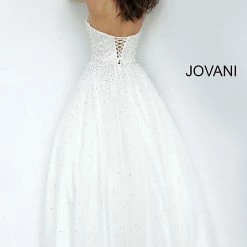 JVN By Jovani Jovani JVN65664 Strapless Embellished Tulle Ballgown Prom Dress Embellished Corset JVN 65664