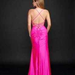 Nina Canacci 6567 Long Straight Prom Dress Pageant Gown Backless Corset Fitted