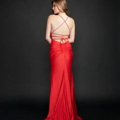 Nina Canacci 6567 Long Straight Prom Dress Pageant Gown Backless Corset Fitted