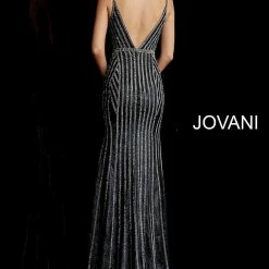 Discontinued Jovani 65978 Gunmetal/Silver Sizes 00-24