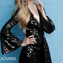 Discontinued Long Sleeve Dresses Jovani Black Sequin Bell Sleeves Cocktail Dress 66256 11 Discontinued Long Sleeve Dresses Jovani Black Sequin Bell Sleeves Cocktail Dress 66256
