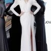 Discontinued Jovani 66323 V Neckline Long Sleeves Embellished Evening Gown
