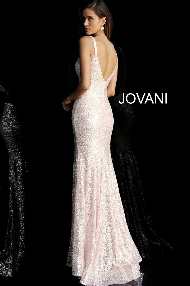 Discontinued Jovani 66383 Long Fitted Sequin Plunging Neckline Prom Dress Fit Flare Evening Gown 5 Discontinued Jovani 66383 Long Fitted Sequin Plunging Neckline Prom Dress Fit Flare Evening Gown