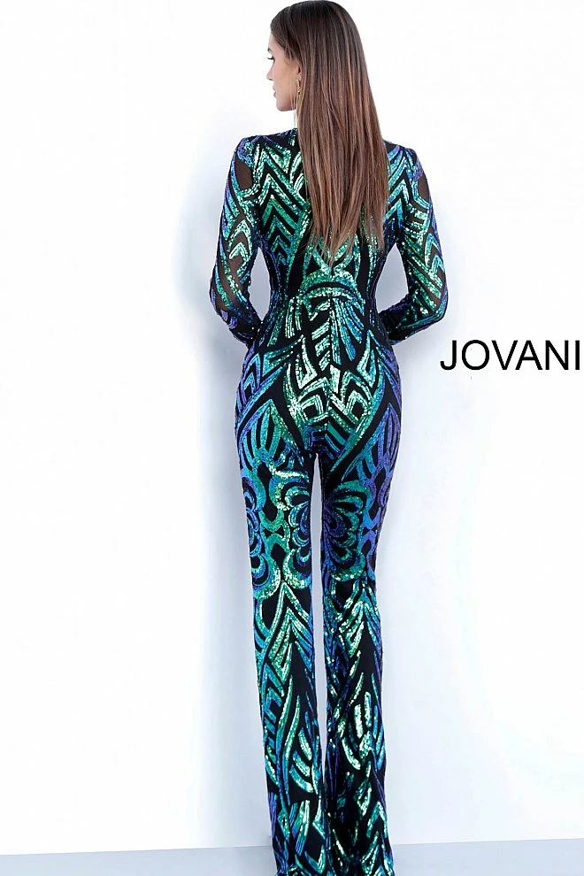 Jovani 66511 Long Sequin Jumpsuit V Neck Prom Pageant Mermaid Formal Suit 4 Jovani 66511 Long Sequin Jumpsuit V Neck Prom Pageant Mermaid Formal Suit