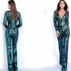 Jovani 66511 Long Sequin Jumpsuit V Neck Prom Pageant Mermaid Formal Suit 7 Jovani 66511 Long Sequin Jumpsuit V Neck Prom Pageant Mermaid Formal Suit