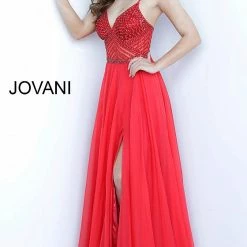 Long Sleeve Dresses Jovani 66925 Embellished V Neck Prom Dress Pageant Gown High Slit Evening Gown 15 Long Sleeve Dresses Jovani 66925 Embellished V Neck Prom Dress Pageant Gown High Slit Evening Gown