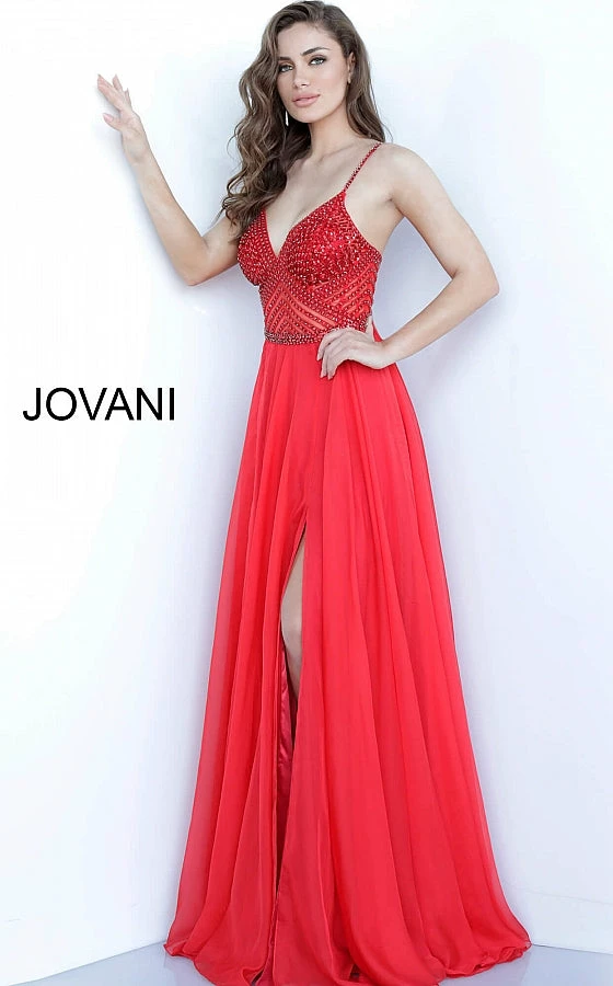 Long Sleeve Dresses Jovani 66925 Embellished V Neck Prom Dress Pageant Gown High Slit Evening Gown 8 Long Sleeve Dresses Jovani 66925 Embellished V Neck Prom Dress Pageant Gown High Slit Evening Gown