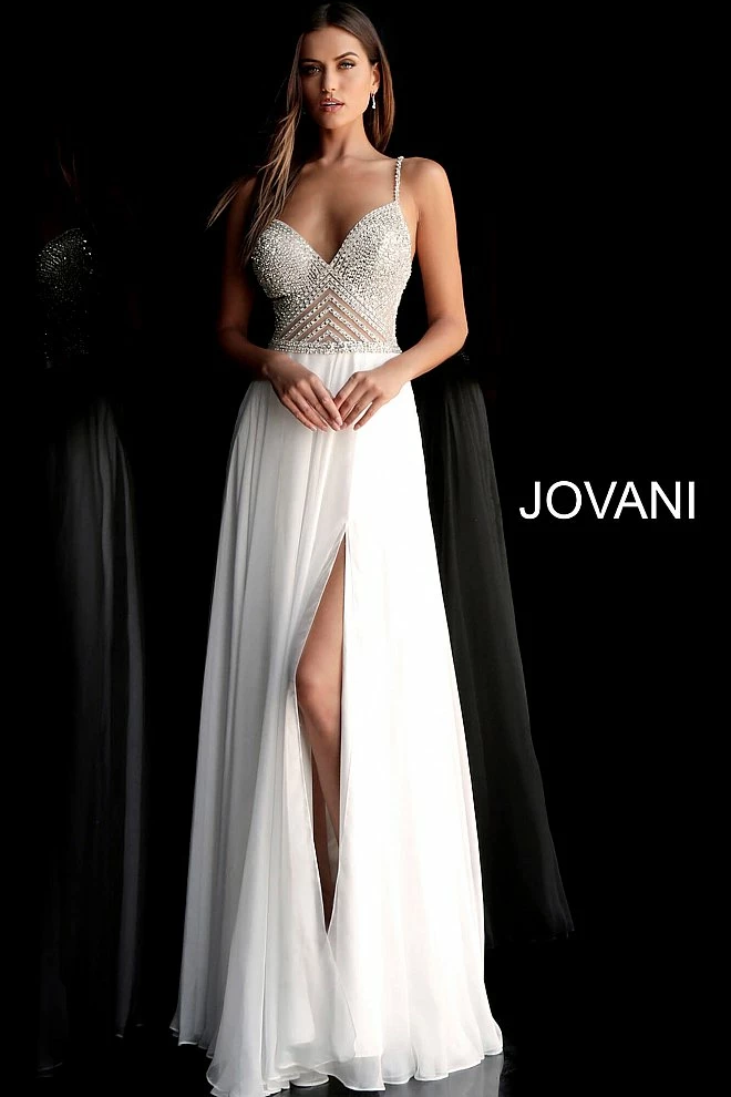 Long Sleeve Dresses Jovani 66925 Embellished V Neck Prom Dress Pageant Gown High Slit Evening Gown 3 Long Sleeve Dresses Jovani 66925 Embellished V Neck Prom Dress Pageant Gown High Slit Evening Gown