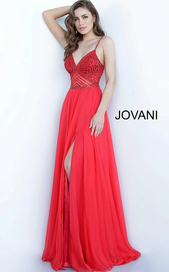 Long Sleeve Dresses Jovani 66925 Embellished V Neck Prom Dress Pageant Gown High Slit Evening Gown 5 Long Sleeve Dresses Jovani 66925 Embellished V Neck Prom Dress Pageant Gown High Slit Evening Gown