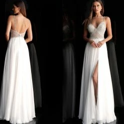 Long Sleeve Dresses Jovani 66925 Embellished V Neck Prom Dress Pageant Gown High Slit Evening Gown 14 Long Sleeve Dresses Jovani 66925 Embellished V Neck Prom Dress Pageant Gown High Slit Evening Gown