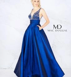 In Stock Ballgown Dresses Mac Duggal 66926 Midnight Blue Size 2 Prom Dress Pageant Ball Gown A Line