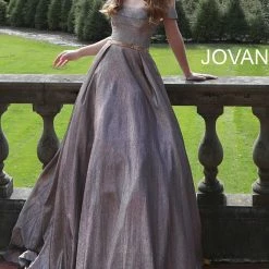 In Stock Jovani 66950 Dusty Rose Prom Dress Size 14 Off The Shoulder Pageant Gown Ball Gown