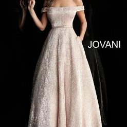 In Stock Ballgown Dresses Jovani JVN66951 Size 14 Off The Shoulder Sequin Prom Dress Ball Gown Formal Evening