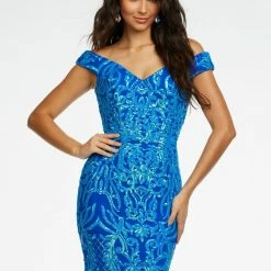 In Stock Ashley Lauren 11112 Size 8 Emerald Off The Shoulder Sequin Gown Mermaid Prom Dress