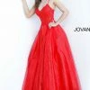 Jovani 67051 Long Lace Prom Dress Ball Gown V Neck Shimmer Tulle Illusion Sheer Ballgown Dresses