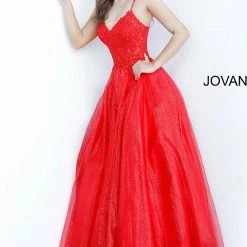 Jovani 67051 Long Lace Prom Dress Ball Gown V Neck Shimmer Tulle Illusion Sheer
