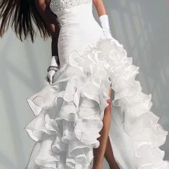 In Stock Alyce Designs Paris Prom Dress 6714 Size 0 Black White Ruffle Pageant Gown