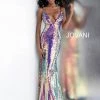 Jovani 67318 Iridescent Embellished Sequin Prom Dress Fitted V Neck Shimmer