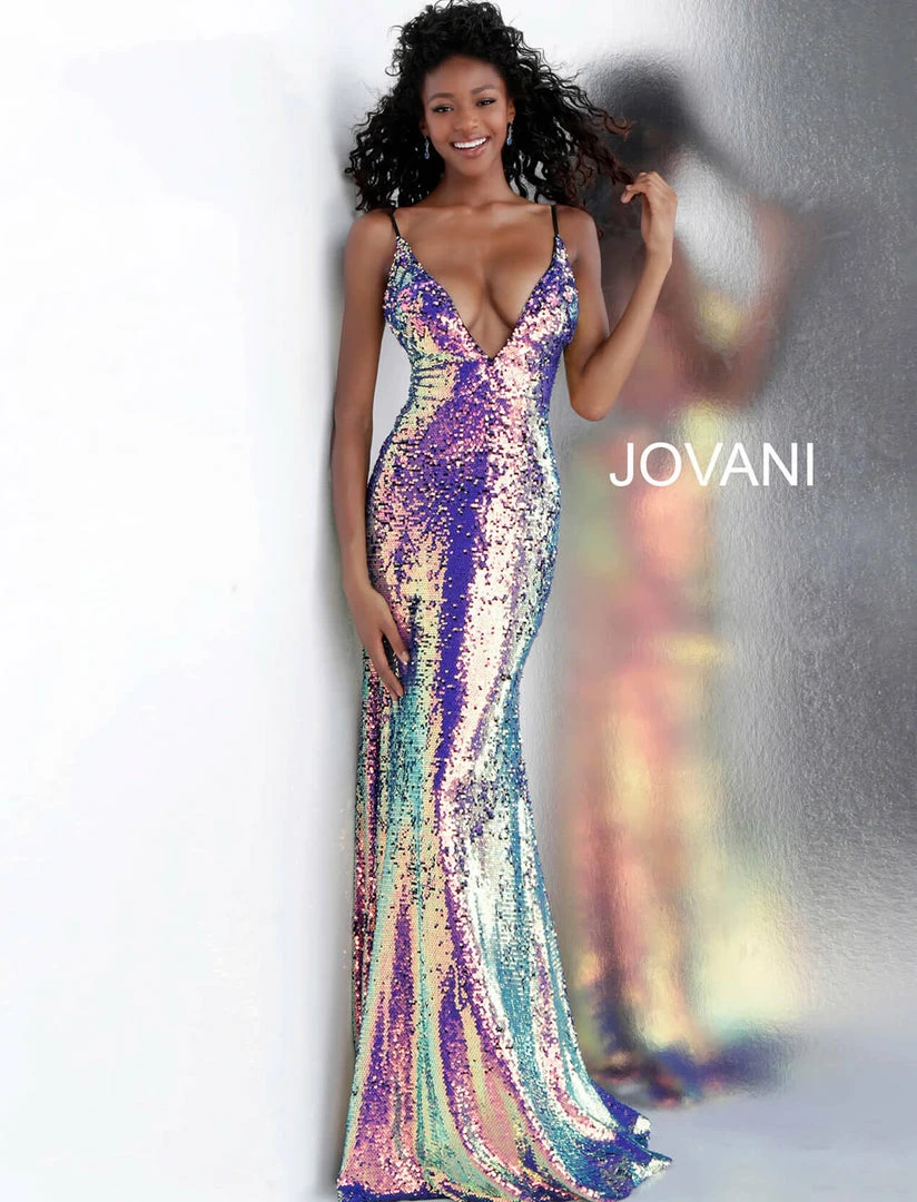 Jovani 67318 Iridescent Embellished Sequin Prom Dress Fitted V Neck Shimmer 3 Jovani 67318 Iridescent Embellished Sequin Prom Dress Fitted V Neck Shimmer