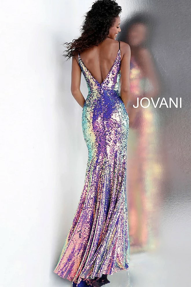 Jovani 67318 Iridescent Embellished Sequin Prom Dress Fitted V Neck Shimmer 5 Jovani 67318 Iridescent Embellished Sequin Prom Dress Fitted V Neck Shimmer