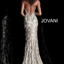 Jovani 67347 Gold Silver Fitted Mermaid Embellished Prom Dress Evening Gown Sexy