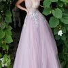 Ballgown Dresses Jovani 67459 Mauve Sheer Floral Applique Ballgown Prom Dress V Neck