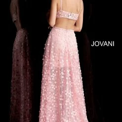Discontinued Jovani 67625 Floral Applique Short Prom Dress With Long Sheer Overlay Long Sleeve Dresses