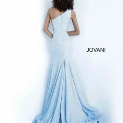 Jovani 67650 Shimmer Iridescent Glitter Mermaid Prom Dress One Shoulder Mermaid Dresses