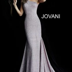 Jovani 67650 Shimmer Iridescent Glitter Mermaid Prom Dress One Shoulder Mermaid Dresses