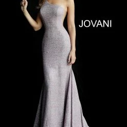 Jovani 67650 Shimmer Iridescent Glitter Mermaid Prom Dress One Shoulder Mermaid Dresses