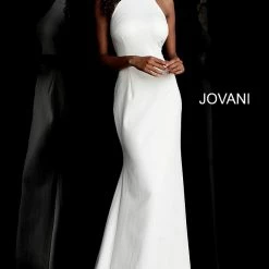 Discontinued Jovani 67661 High Neckline Half Back Prom Dress