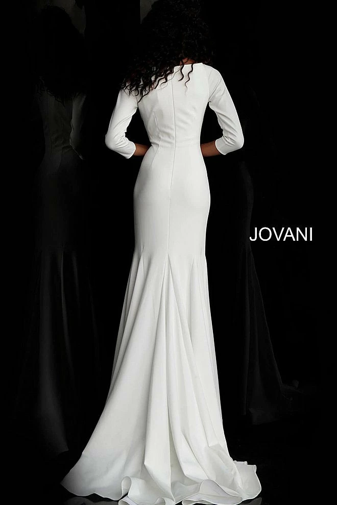Discontinued Long Sleeve Dresses Jovani 67662 Bateau Neckline Three Quarter Sleeves Modest Prom Dress 4 Discontinued Long Sleeve Dresses Jovani 67662 Bateau Neckline Three Quarter Sleeves Modest Prom Dress