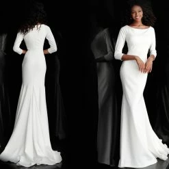 Discontinued Long Sleeve Dresses Jovani 67662 Bateau Neckline Three Quarter Sleeves Modest Prom Dress 7 Discontinued Long Sleeve Dresses Jovani 67662 Bateau Neckline Three Quarter Sleeves Modest Prom Dress