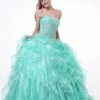 In Stock CD 6782 Size 4 Mint Ruffle Lace Ballgown A Line Prom Dress Formal Gown Pageant Ballgown Dresses