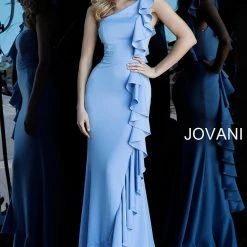 Jovani 67841 One Shoulder Ruffle Evening Dress