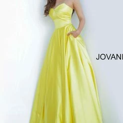 Ballgown Dresses Jovani 67847 Satin Ball Gown Prom Dress Strapless Evening Gown Sweetheart Neckline