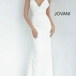 Backless Dresses Jovani 67857 Long Satin Backless Sexy Prom Dress Evening Gown V Neck Formal