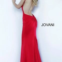 Backless Dresses Jovani 67857 Long Satin Backless Sexy Prom Dress Evening Gown V Neck Formal