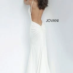 Backless Dresses Jovani 67857 Long Satin Backless Sexy Prom Dress Evening Gown V Neck Formal