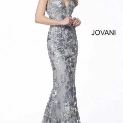 Mermaid Dresses Jovani 68064 Cap Sleeve Floral Embroidery Fitted Evening Gown