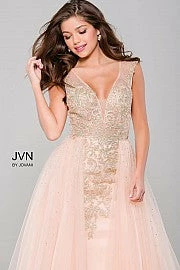 In Stock Jovani JVN 41677 Size 0 Navy/Gold Prom Dress Embellished V Neckline Over Skirt Evening Gown 6 In Stock Jovani JVN 41677 Size 0 Navy/Gold Prom Dress Embellished V Neckline Over Skirt Evening Gown