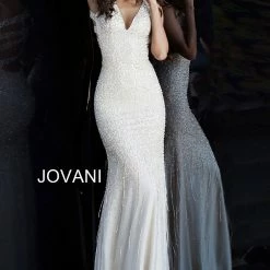 Jovani 68713 Criss Cross Open Back Long Embellished Prom Dress Evening Gown