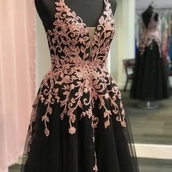 In Stock Ballgown Dresses Jovani JVN 2302 Size 8 Floral V Neck A Line Ballgown Prom Dress Formal