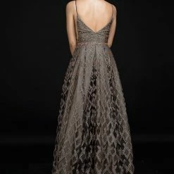 Nina Canacci 8191 Embellished A Line Prom Dress Plunging Neckline Evening Gown