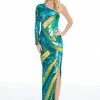 Ashleylauren Sequin Dresses Ashley Lauren 1839 One Shoulder Beaded Design Prom Dress Pageant Gown